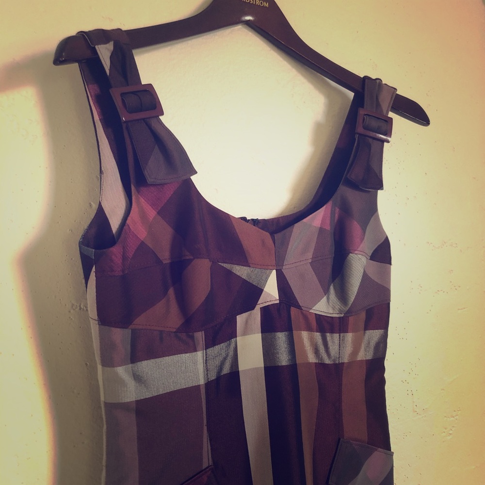 Yoana Baraschi Satin Plaid Cocktail Dress.